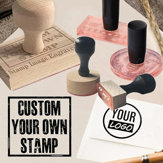 Custom Stamp with Logo Text - Personalized Rubber Stamp with Handle - Address Stamps for Business or Crafting - Rectangle 1"x2"