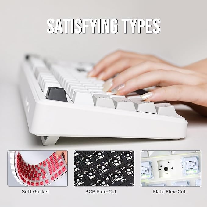 EPOMAKER X Aula F99 PRO Wireless Gaming Keyboard with 8000mAh Battery, Hot Swappable Creamy Keyboard, 2.4GHz/Type-C/BT5.0, NKRO, RGB Backlit for Win/Mac/Gaming (Black&Grey&White)