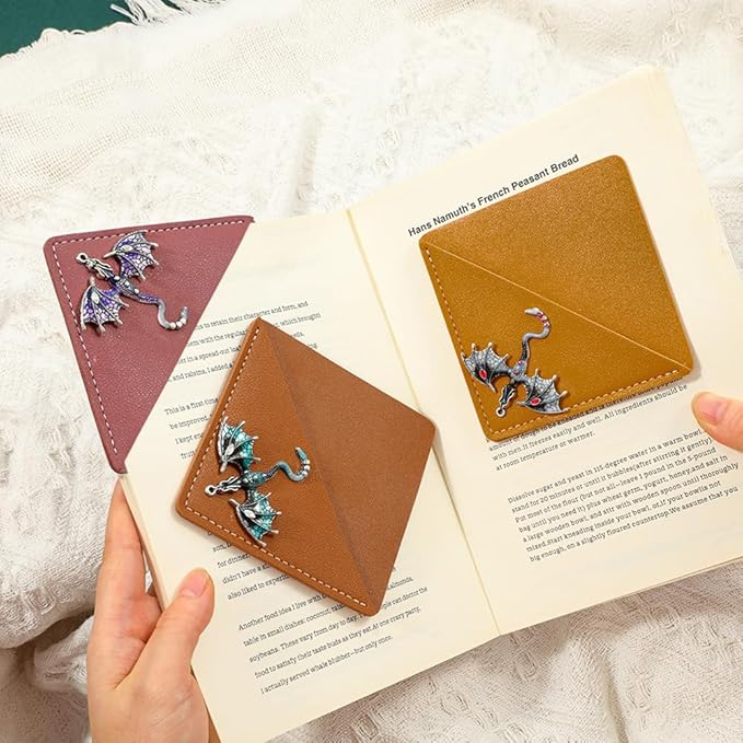 Fantasy Dragon Leather Metal Bookmark,Fourth Wing Corner Bookmarks,Book Marks for Reading Women Book Lovers Book Accessories (Dragon A)