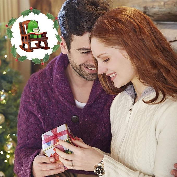 Miniature Frog Figurines - Funny Frog Sculpture for Shelf, Desk Decoration - Frog Desk Accessories - Perfect Cute Frog Gift for Frog Lovers（Rocking Chair）