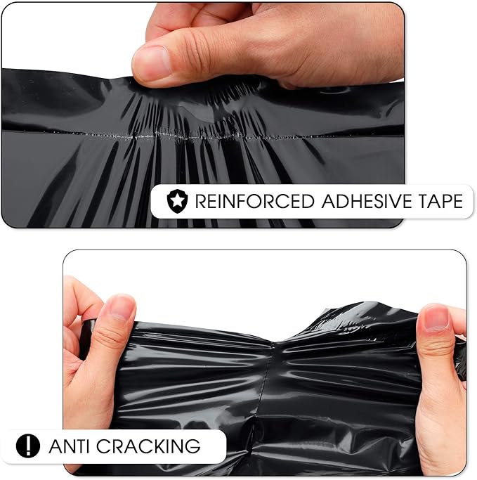 Metronic Black Poly Mailers 14.5x19 Large 100 Pack Self-Seal Shipping Bags, Packaging Envelopes for Small Business, Boutique, Clothing