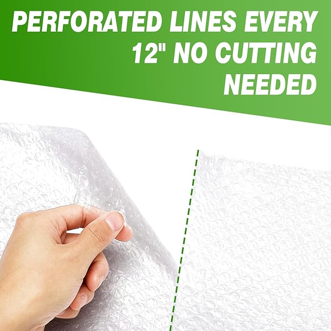 A&A Heavy-Duty Bubble Wrap Cushioning Roll – 2 Pack x12”x36’ Perforated Every 12”, Tear-Resistant Packing Wrap for Moving, Shipping & Storage Made in USA