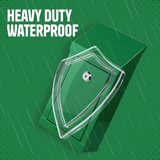 Metal Donation Box-Suggestion Box with Slot and lock-Cash Lock box for Money-Waterproof Drop Box-Comment and ballot voting box-comes with pre-drilled holes for easy wall mounting 10 X 6 X 2.5"(Green)