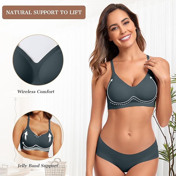 OEAK Womens Wireless Bras Comfortable Push Up Bra No Underwire Bra Full Support Lift Bralette Everyday Seamless Tshirt Bras