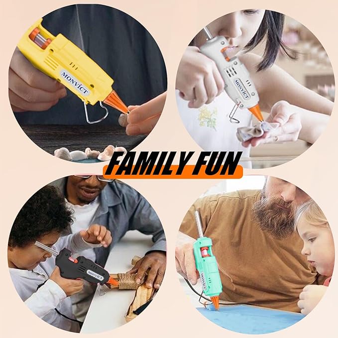 MONVICT Hot Glue Gun Kit, Mini Glue Gun with Carrying Case,20 Pcs Premium Glue Sticks, 10 Pcs Wood Craft sticks, Fast Preheating Hot Melt Glue Gun for School Crafts DIY Arts Gift (White, 30Watts)