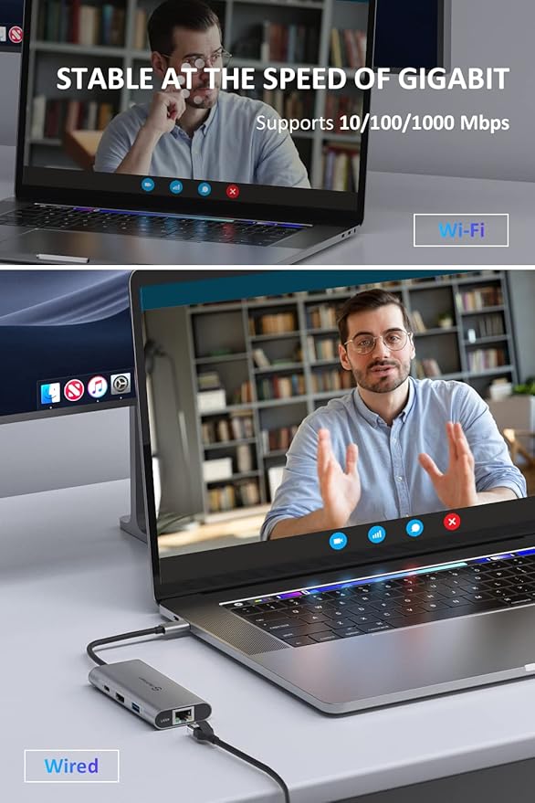 UtechSmart USB C Hub, USB C Ethernet Multiport Adapter, 6 In 1 USB C to HDMI Dock Compatible for Macbook Pro/Air, Chromebook, Dell XPS, HP and Type C Devices (Gigabit Ethernet 100W PD 4K HDMI USB 3.0)