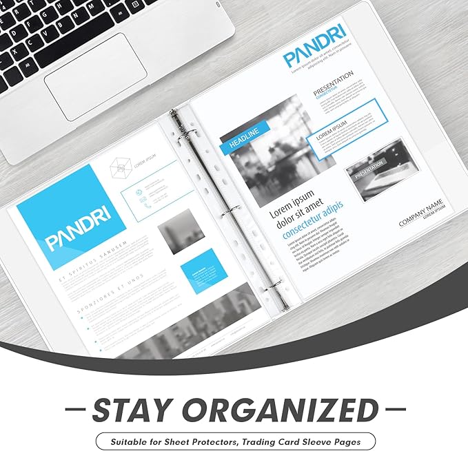 3 Ring Binder 2 Inch, PANDRI 6 Pack 2-Inch Binder Fits Letter Size 8.5'' x 11'' Paper, Versatile Binders for Office Home School, 2 Pockets, White