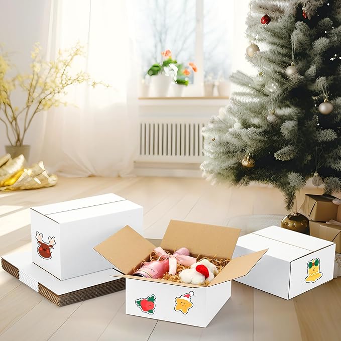 Eupako 8x8x4-Small-Shipping-Boxes-30-Pack-White-Corrugated-Box-Mailers, Cardboard Boxes for Packaging Small Business, Mailing