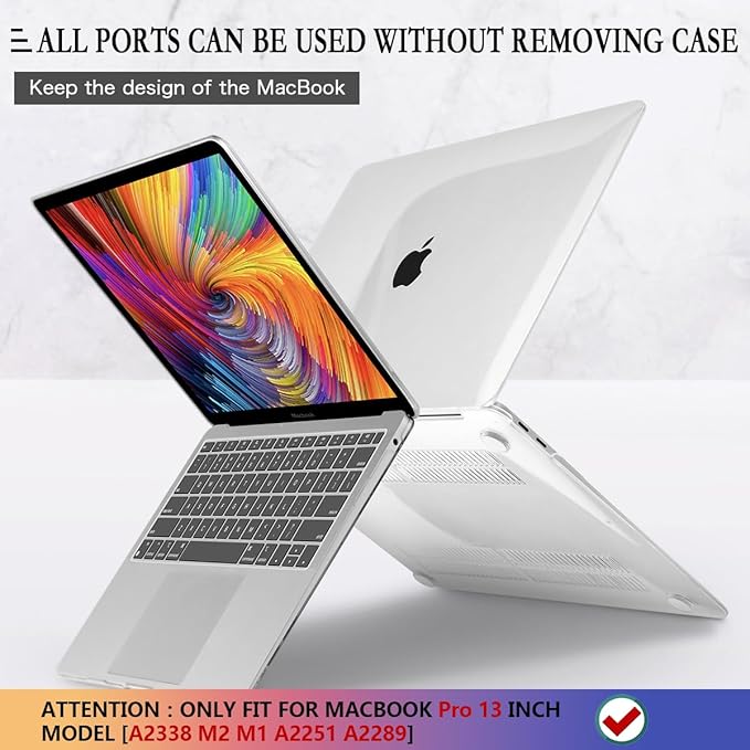 CISSOOK Compatible with MacBook Pro 13 Inch Case Clear M2 M1 A2338 A2251 A2289 2025-2020 Release, Crystal Clear Hard Shell Case with Keyboard Cover for MacBook Pro 13 with Touch Bar -Transparent