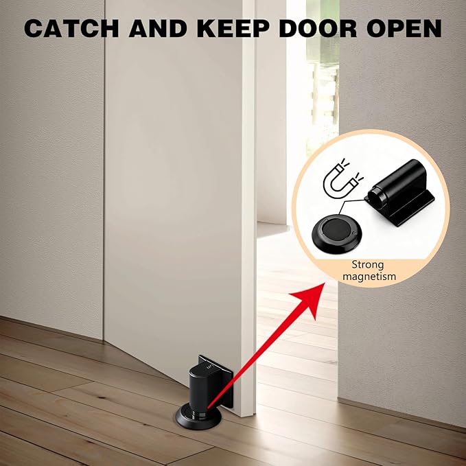 Door Wedge Stopper,2026 New Magnetic Doors Stoppers for Bottom of Door,No Drill Invisible Doorstops for Inside Door,Heavy Duty Invisible Door Stop, Magnetic Doors Catch Holder to Keep Doors Open