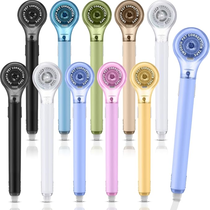 10 Pack Correction Tape Pen Correctional Ink Tape Push Pull Protective, Easy to Use Applicator for School Office Supplies, 0.2 x 236 Inch(Multicolor Color)