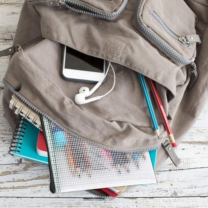 Umriox Clear Pencil Pouch, 9.2 x 4.7 in (Black, 20 Packs), A6 Pencil Bags with Zipper Bulk, Mesh Zipper Pouch for Bill Stationary Cosmetics Travel Storage