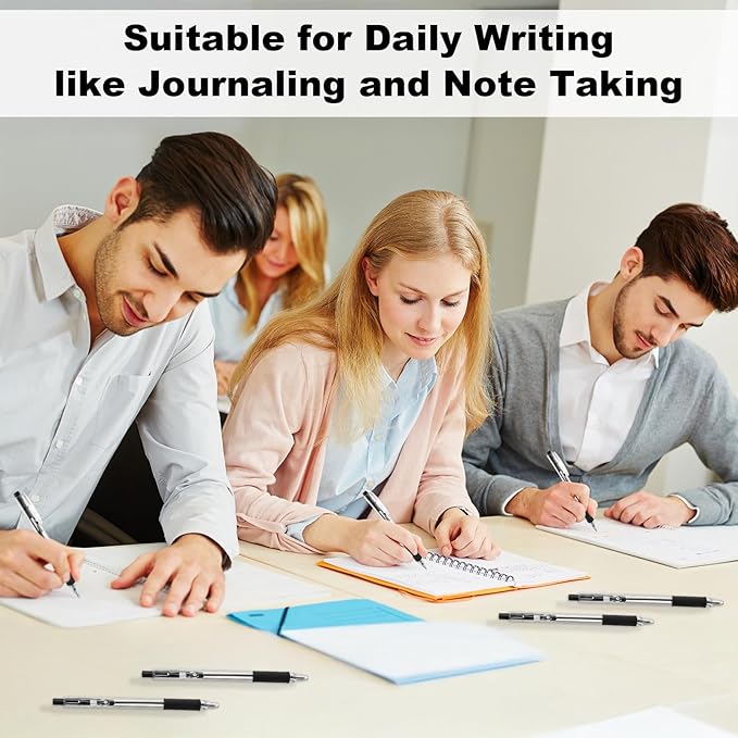 200 Pack Black Gel Ink Pens Bulk, 1.0mm Retractable Click Point Ballpoint Pens Smooth Writing with Comfortable Grip for Back to School Office Classroom Business Home Work Supplies