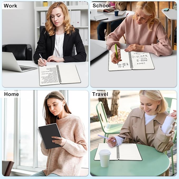 Lined Spiral Journal Notebook, A4 Hardcover Leather Notebook for Work, 8.5''×11'', 100GSM Thick Paper Spiral Bound Journaling Notebooks for Women & Men Office School Note Taking Business, Black