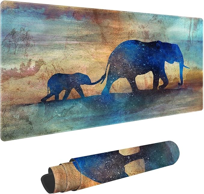 Elephants Customized Large Extended Gaming Mouse Pad with Stitched Edges and Non-Slip Rubber Base,Suitable for Office and Home Use,31.5x15.7 Inches
