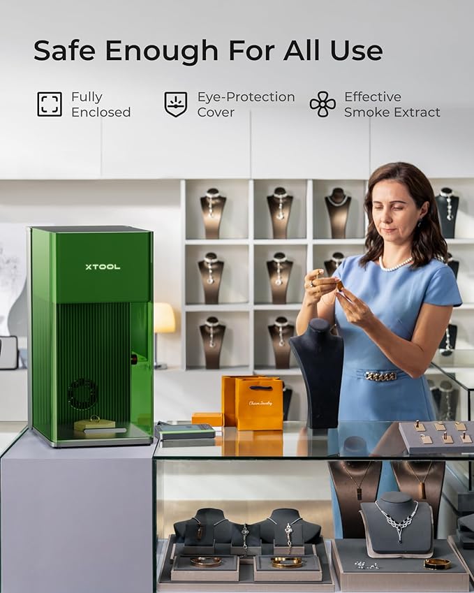 xTool F1 Ultra 20W Fiber & Diode Dual Laser Engraver, 10000mm/s Ultra Fast Laser Engraver and Cutter Machine for Jewelry, Metal, Wood, 16MP Smart Camera, Auto Streamline, 3D Engraving Machine