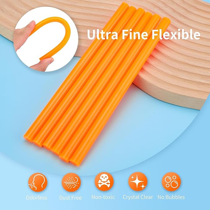 MATUFF 52 Pcs Orange hot Glue Sticks Full Size 0.43” Dia x 8” Long, Colored Hot melt Glue Sticks, All-Purpose Glue Sticks for Halloween Pumpkins Crafts Make, DIY Art Craft Repair Bonding