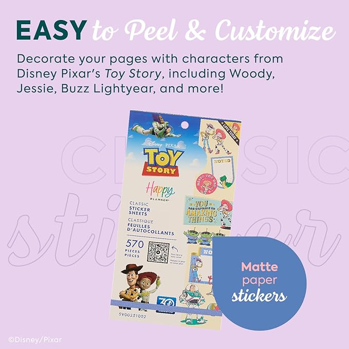 Happy Planner Disney 30-Sheet Easy-Peel Sticker Pack for Calendars and Journals, Woody and Friends