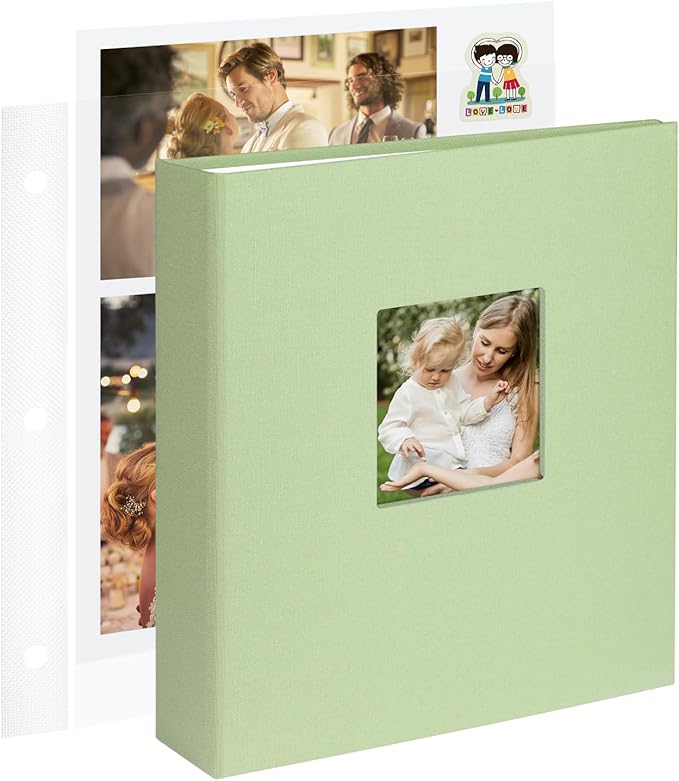 8.5x11 Inch Large 3 Ring DIY Scrapbook Photo Album with 30 Plastic Sleeves 60 Pages Blank Scrapbooks, 8.5 x 11 Scrap Book Albums for Baby Travel Wedding Graduation kids (Sage Green)