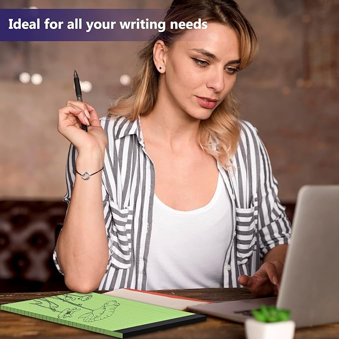 4 Pack Legal Pads 8.5 x 11 Legal Pads 8.5 x 11 Wide Ruled Notepads Colored Note Pads 8.5 x 11 Perforated Legal Notepads 80GSM Legal Pad 30 Sheets Writing Pads for School, College, Office