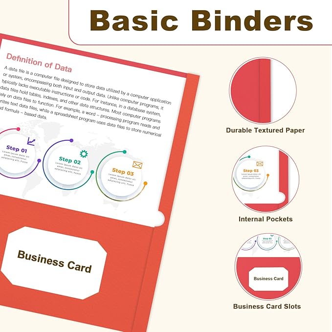 Folders with Pockets, LAYZZ 60 Pack Paper Pocket Folders, 2 Pocket File folders Fits Letter Size Paper, for School Office and Home (Red)