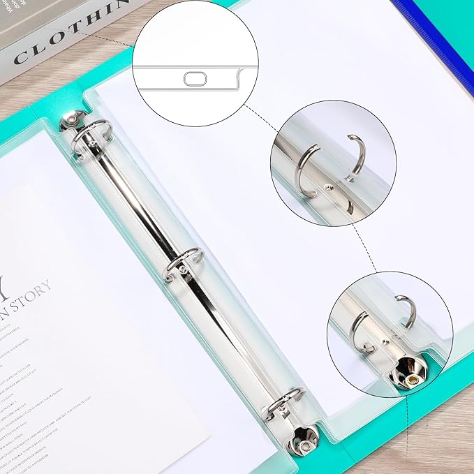 40 Pieces Binder Pockets 3 Hole Zipper Pouch 3 Ring A4 Pockets with Zipper Binder Folders Plastic Pouches Loose Leaf Bags Waterproof PVC Document Filing Bag(Blue,A4)