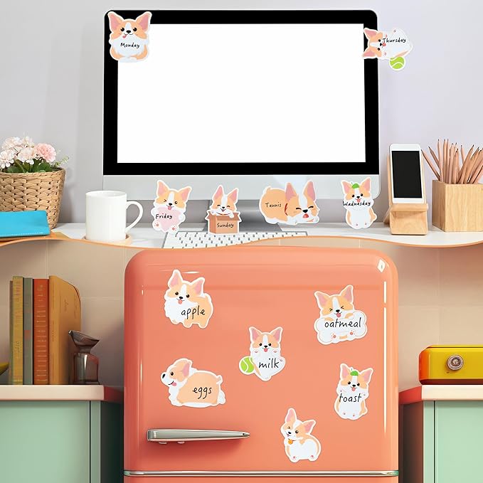 Xqumoi 30 Pack Corgi Sticky Notes - Cute Cartoon Corgi Self Sticky Notepads Writing Memo Pads Animal Page Marker for Back to School Office Supplies Party Favors Goodies Bag Fillers, Total 600 Sheets