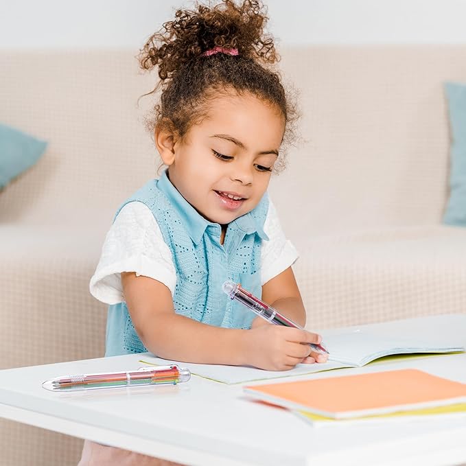 Aodaer 144 Pieces Multicolor Ballpoint Pens 0.5 mm 6 Colors Transparent Barrel Ballpoint Pen 6-in-1 Multicolor Retractable Ballpoint Pens for Office School Supplies Gifts