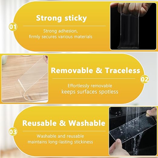 Heavy Duty Double Sided Nano Tape,9.84FT x 1.18in - Waterproof, Strong Adhesion, Clear, High Strength, No Residue Removability for Hanging, Wall Mounting, Home Decor, Adhesive for Shower