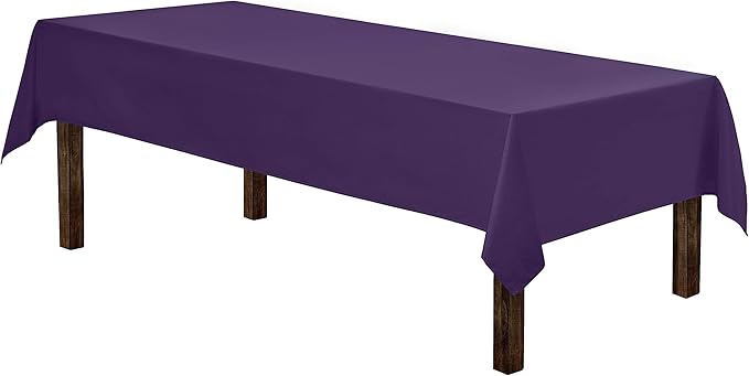 Gee Di Moda Rectangle Tablecloth - 60 x 84 Inch Purple Table Cloth for 5 Foot Rectangle Table - Heavy Duty Washable Fabric - for 5 Ft Buffet Table, Holiday Party, Dinner, Wedding & Baby Shower