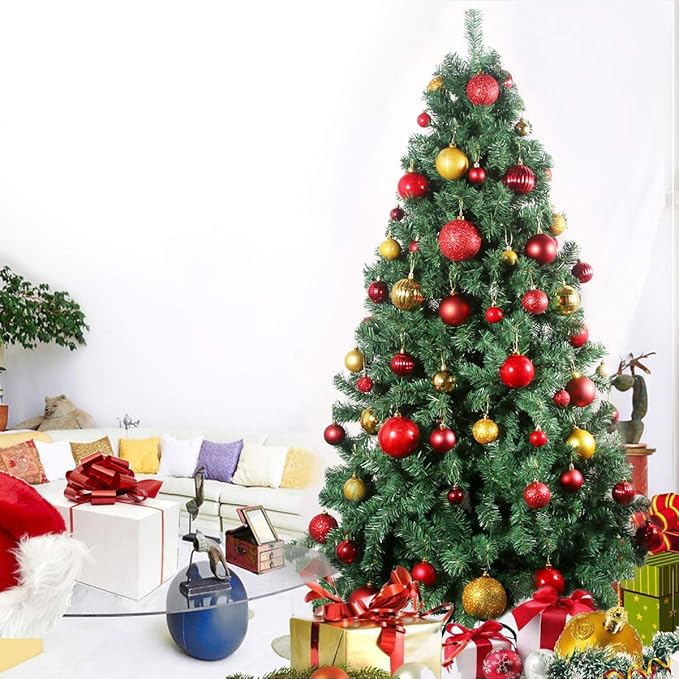 Red & Gold 1.6" Small Christmas Balls Christmas Tree Decoration Ornaments Shatterproof Hanging Balls for Birthday Halloween Holiday Wedding Decorations Set of 24pcs