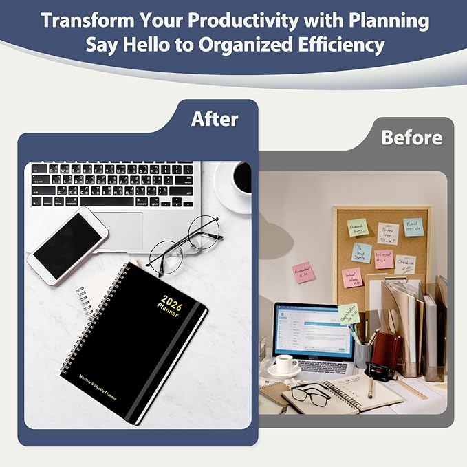 2026 Planner, Weekly and Monthly Calendar Academic Planner, Jan 2026 - Dec 2026, Planning Agenda Book for Desk Accessories and School Supplies - A5 (6.3'' x 8.5'')