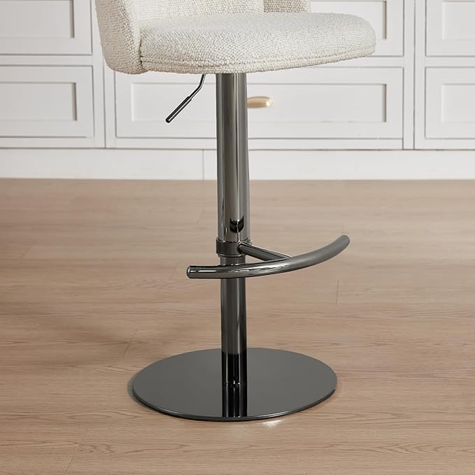 CHITA Adjustable Bar Stools Set of 2, Swivel Counter Height Stools with Stainless Steel Base for Bar, Kitchen Island, Dining Room, Sleek Black