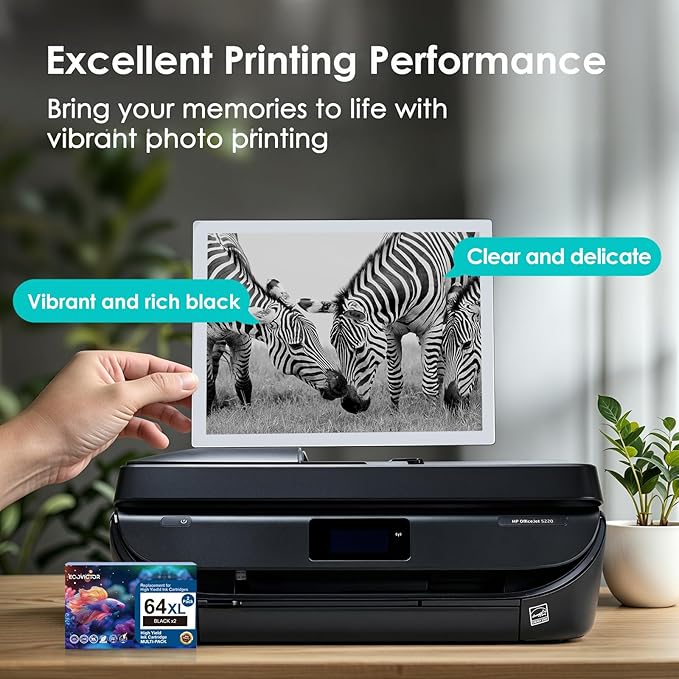 Remanufactured Ink Cartridge Replacement for HP Ink 64 Black HP64 XL HP64XL for Envy Photo 7858 7855 7120 7155 7100 7158 7164 6255 6252 6232 7800 Inspire 7200e 7900e 7955e Tango X Printer