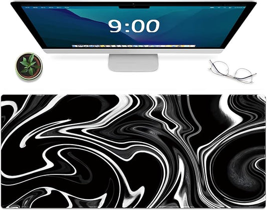 Galdas Gaming Mouse Pad XXL XL Large Mouse Pad Long Extended Big Mousepad Non-Slip Rubber Keyboard Mouse Pad with Stitched Edges for Laptop Home Office (31.5x11.8x0.08 Inch) … (Wave Black)