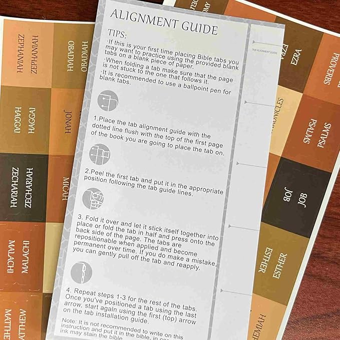 Thinkor Reposition Laminated Bible Tabs, Large Print Stickers, Easy to Read & Apply Bible Tabs for Women & Man (Autumn Wood)