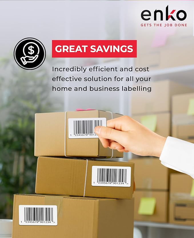 enKo 1 Stack/2000 Labels 4" x 6" Fanfold Direct Thermal Label Compatible for Rollo Zebra Printer - Shipping, Mailing, Postage, Perforated, Permanent Adhesive (2 Labels/Fold)