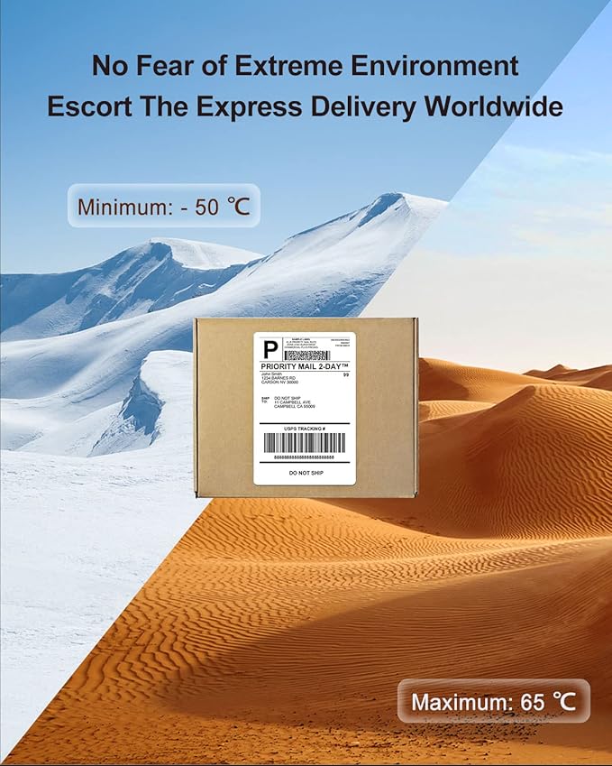 Phomemo 4x6 Shipping Labels, 500 PCS Fan-Fold Thermal Labels, Compatible with MUNBYN,JADENS,Nelko,Phomemo 241bt,243BT, D450BT,D520BT,2411BT Label Printer,Water/Oilproof Label Stickers for Address Mail