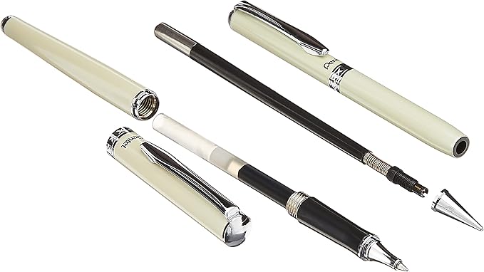 Pentel Libretto Roller Gel Pen and Pencil Set with Gift Box, Pen 0.7mm and Pencil 0.5mm, Cream Barrels (K6A8W-A)