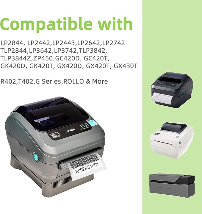 2.25" x 1.25" Direct Thermal Labels - White for Barcode Printing, Compatible With Zebra, Rollo, Munbyn Printers (12 Rolls, 1000 Labels/Roll)