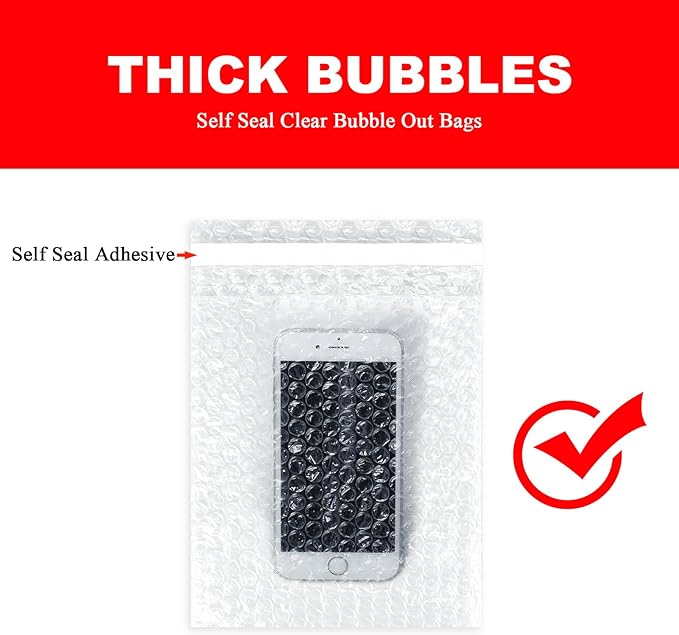 A&A Bubble Wrap Bags 6"X8" - 50pcs Small Bubble Wrap Pouches for Shipping, Packing Envelopes, and Bottles - Thin Bubble Wrap for Protection - Bubble Bags for Shipping and Packing Essentials