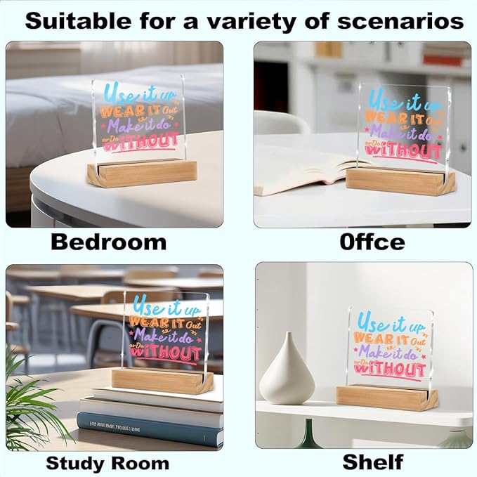 Funny Office Sign Decor, Encouragement Acrylic Sign With Wooden Stand Decorative for Farmhouse Home Tabletop Cubicle Shelf Desk Accessories Decor Inspirational Motivational Gifts