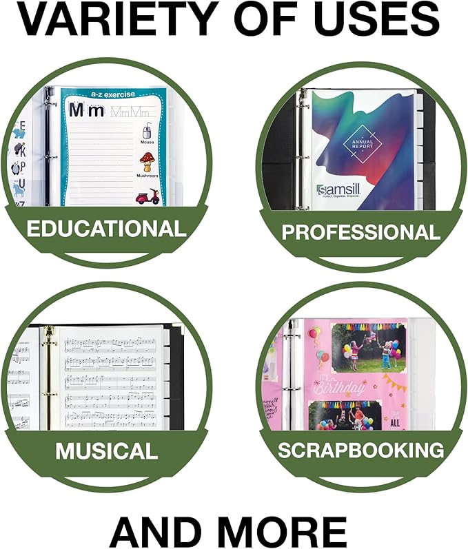 Samsill Sheet Protector Dividers, 8.5 x 11 Inch Page Protectors for 3 Ring Binder with Pockets, Super Heavy Duty, 8 Binder Dividers with Tabs, Letter Size, Top Loading, Acid Free, 1 Set