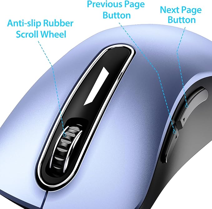 memzuoix 2.4G Wireless Mouse, 1400 DPI Mobile Optical Cordless Mouse with USB Receiver, Portable Computer Mice Wireless Mice for Laptop, PC, Desktop, MacBook, 5 Buttons (Navy Blue)