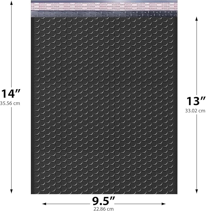 Black 10x13 Inch Poly Bubble Mailers |Self Seal Padded Envelopes for Thick books | Air Cushioned Bubble Mailer | Usable Size 9.5x13 Inch | Waterproof Lightweight Mailing Shipping Bags | 100 Pack Bulk