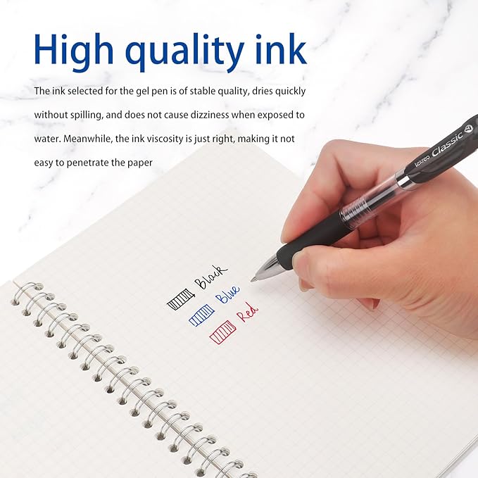 Classic Retractable Gel Roller Pens, 0.7mm Fine Point (Black Ink - 60 Packs)