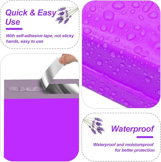 JinRuiKJ Thank You Poly Mailer 14.5x19 Inch 50 PCS, Shipping Bags for Clothing, Packaging Bags for Small Business, Strong Adhensive, Waterproof and Tear-Resistant Mailing Envelopes, Purple
