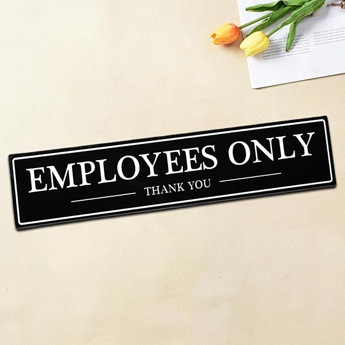 SINYUDUN Acrylic Employees Only Sign for Door or Wall, with Double Sided Tape, for Office, Business Door, Store, Restroom (Black, 2.1 x 8 Inch)-1 Pack