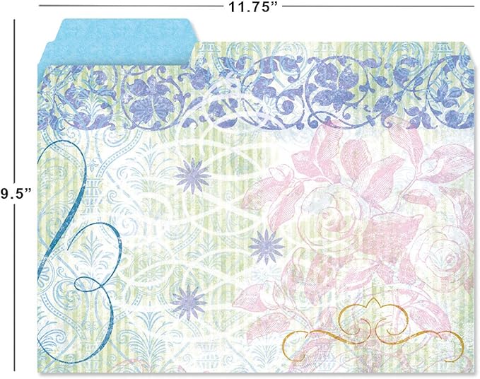 Current Floral Fun File Folders Value Pack - Bulk Set of 24, 6 Pretty Decorative Designs, 1/3 Cut Tabs, Heavy-Duty Paper Stock, Office Supplies for Home & Work, 9-½” x 11-¾” Letter Size