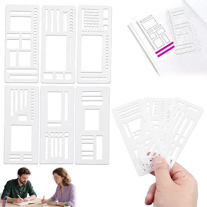 Handmade Flexible Record Template, Reusable Flexible Planner Stencils for Dot Grid Journaling, Calendar, Checklists, Scrapbooking & DIY Craft Supplies (A+B+C)